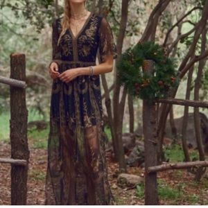 NWT Altar’d State Black and Gold Maxi Dress